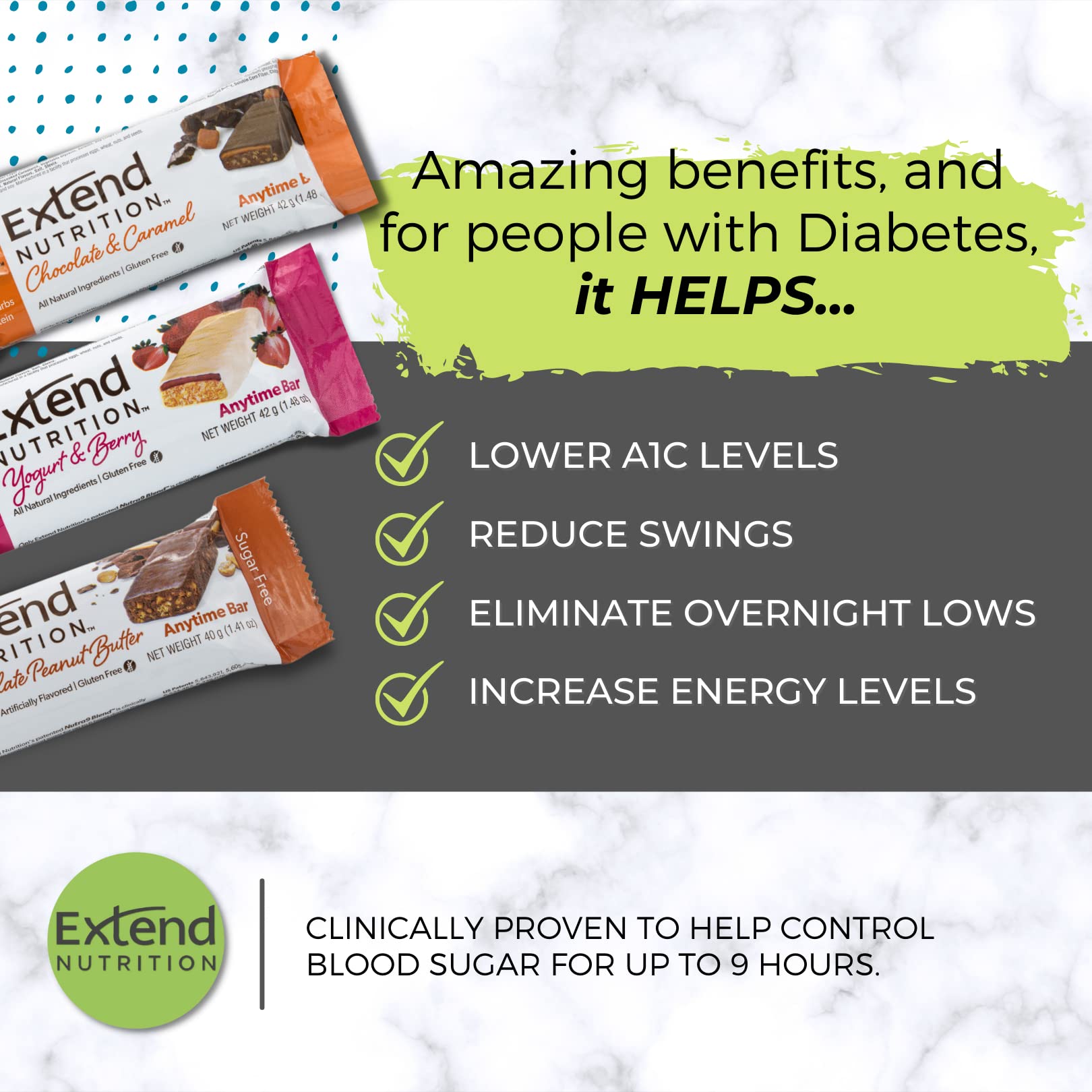Extend Bar bars in a row on counter for quick energy