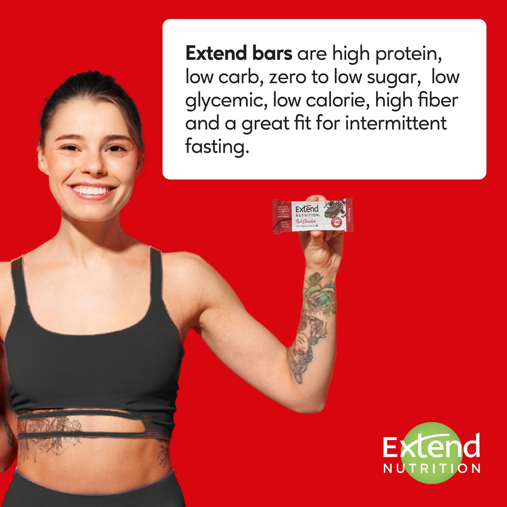 Extend Bar gluten-free label on wrapper, a gluten-free snack option