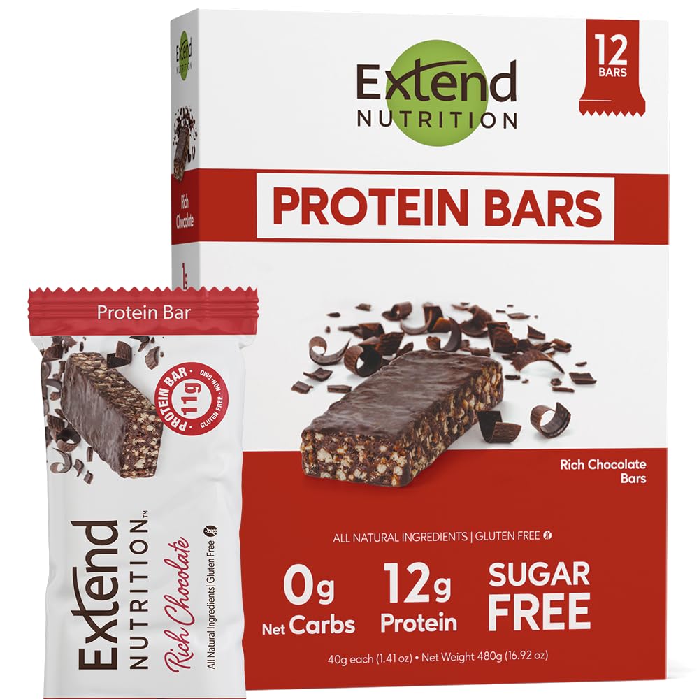Extend Bar rich chocolate bar on plate, ideal post-workout protein boost
