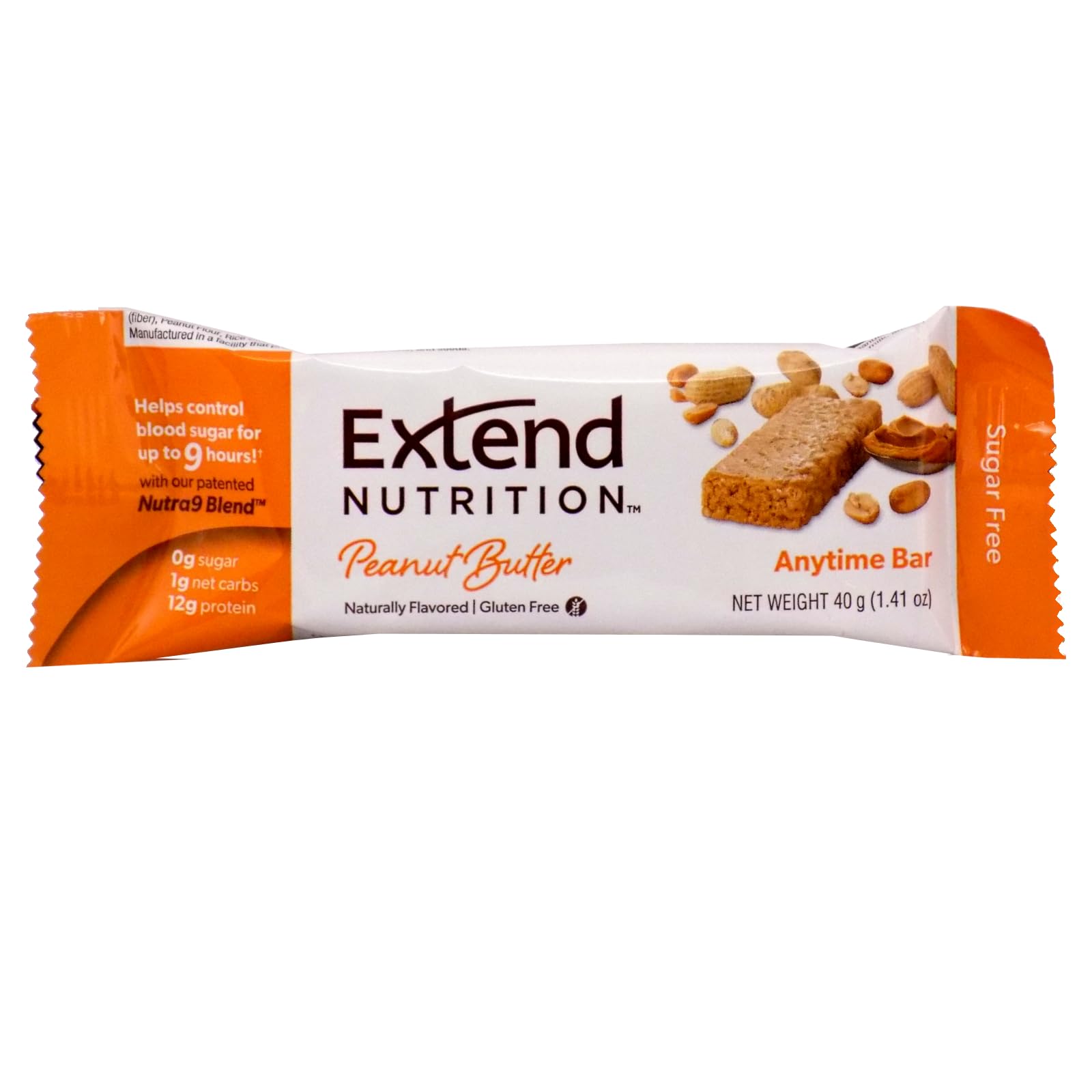 Extend Bar peanut butter sugar-free bar close-up – satisfying taste