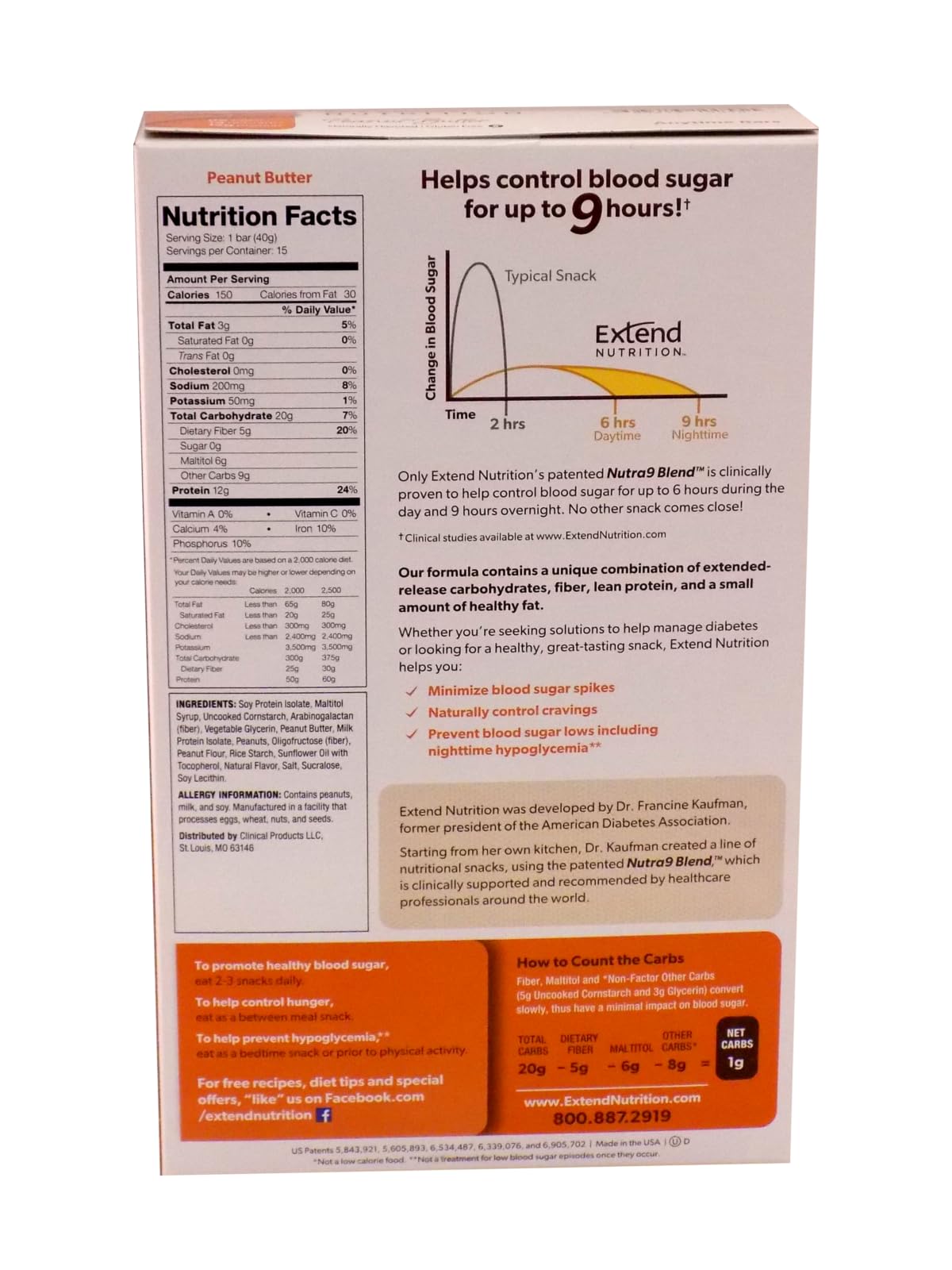 Extend Bar sugar-free bar peanut butter on-the-go – steady energy between meals
