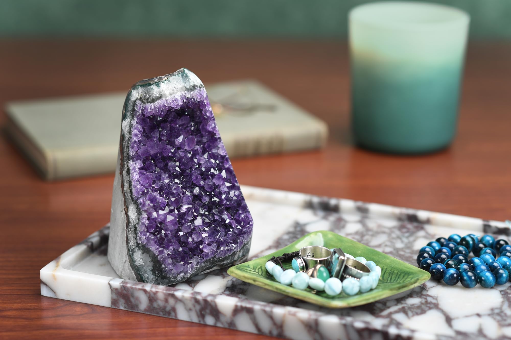 Extreme Rocks & Fossils dark purple cluster amethyst, safe home ambiance with natural beauty.