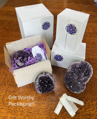 Extreme Rocks & Fossils raw amethyst crystal formation, vivid purple interior for eye-catching décor.