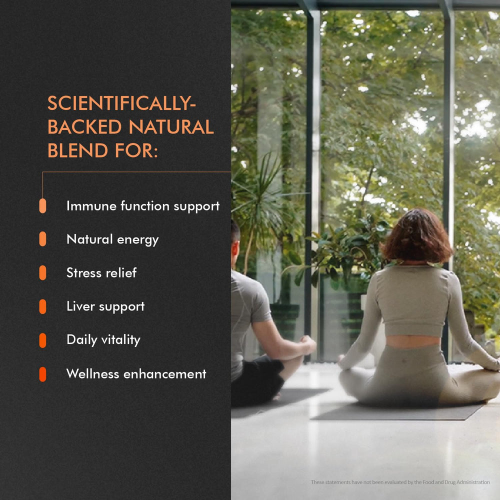EXUVITAL 5 Mushroom Blend label closeup emphasizes fruiting bodies for potency