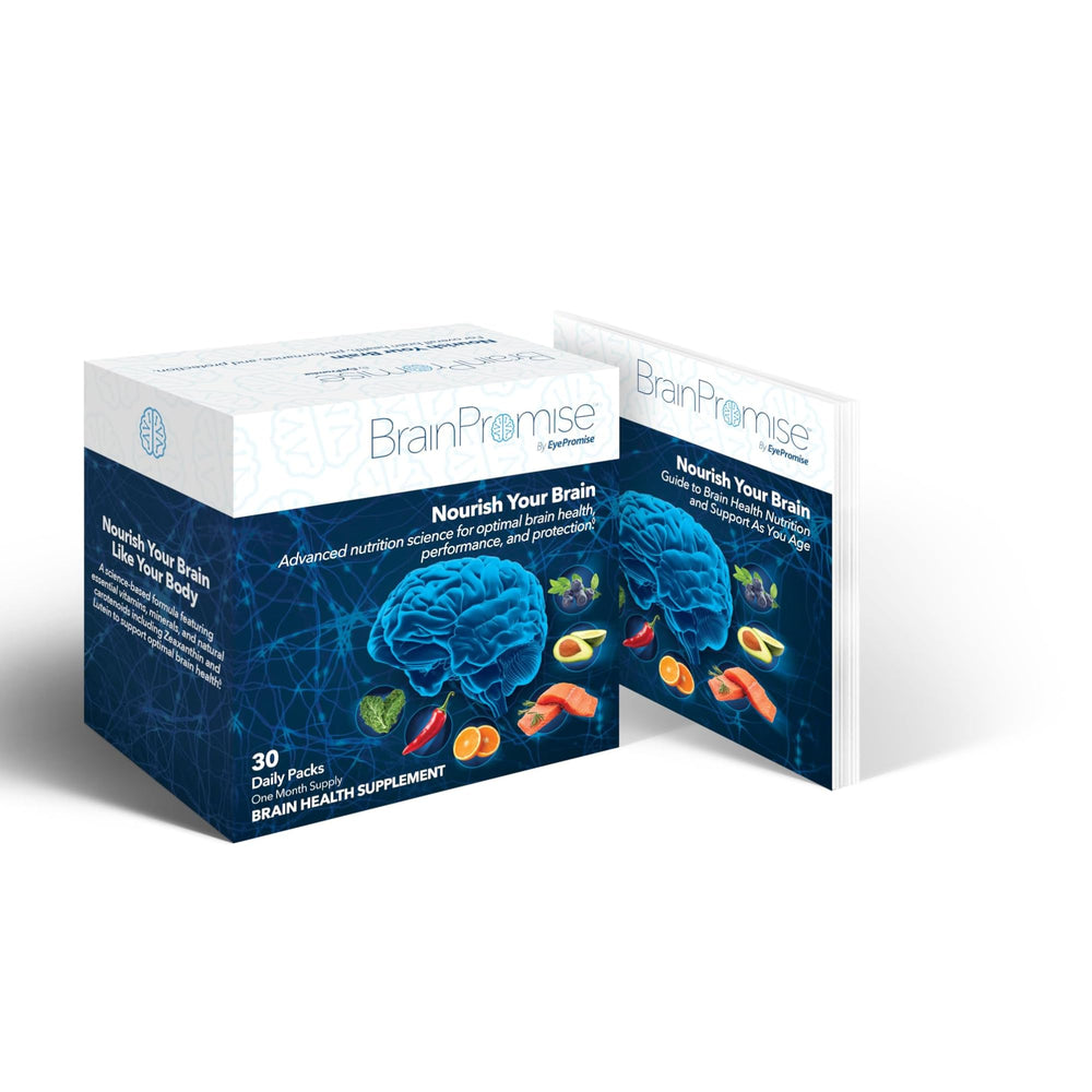 EyePromise BrainPromise capsule pour demonstrating convenient consumption after meals.