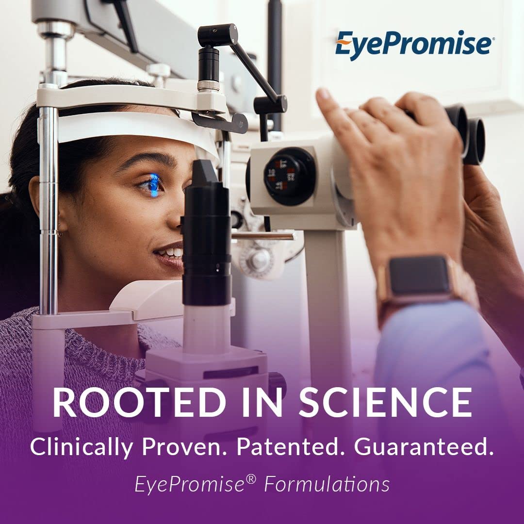 EyePromise Restore bottle with vitamins visible for eye health support.