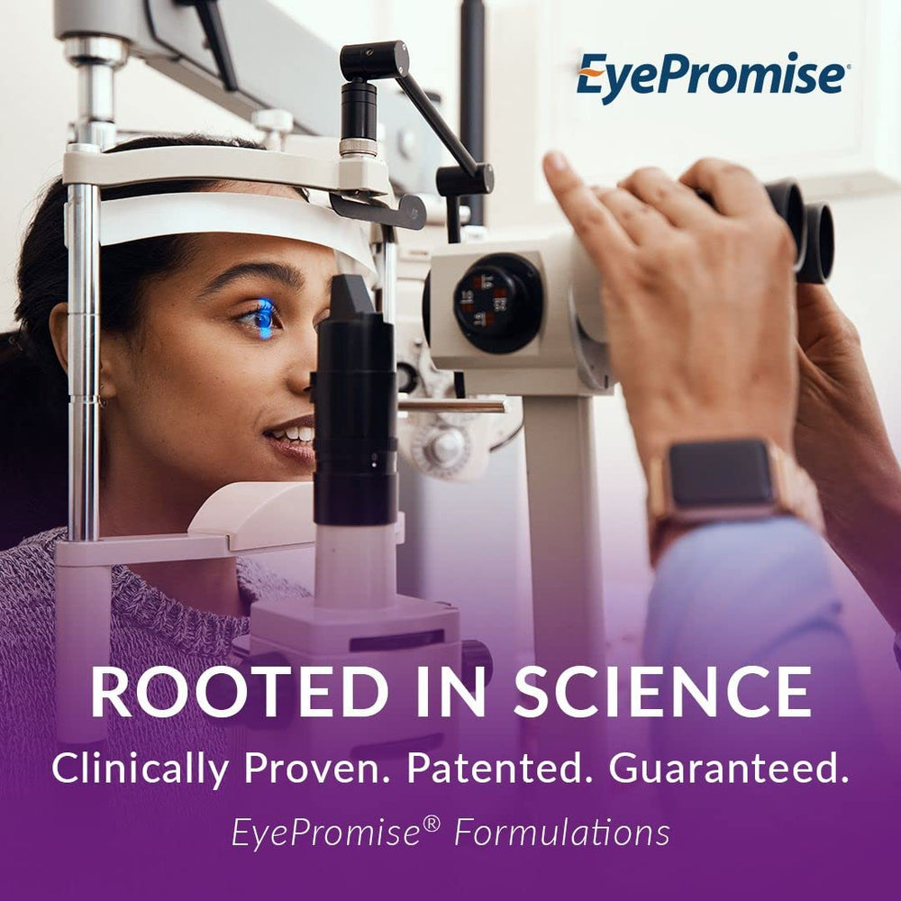 EyePromise Restore bottle with vitamins visible for eye health support.