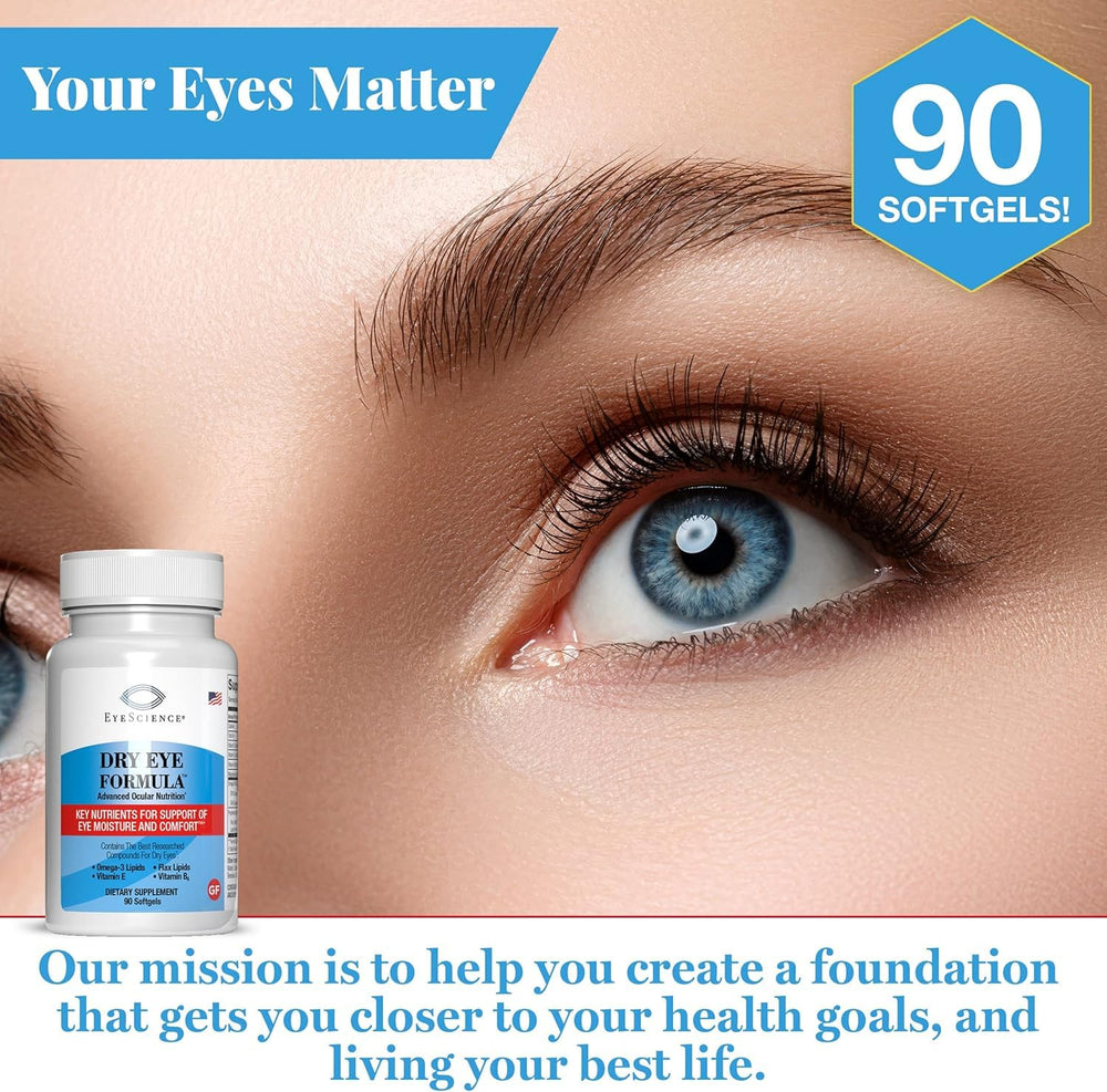 EyeScience softgels with glass of water for easy intake