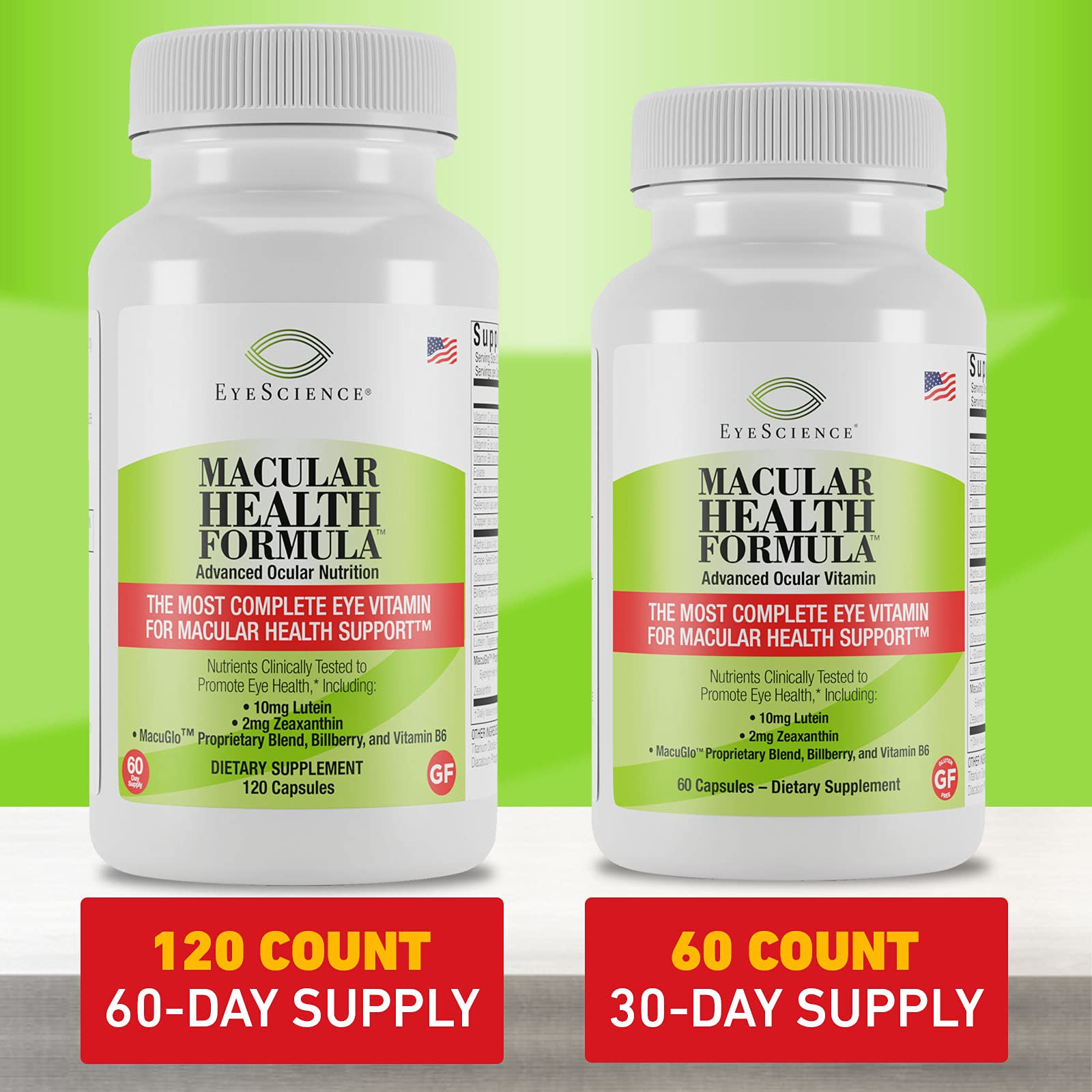 EyeScience Macular Health 120 capsules bottle for two-month supply