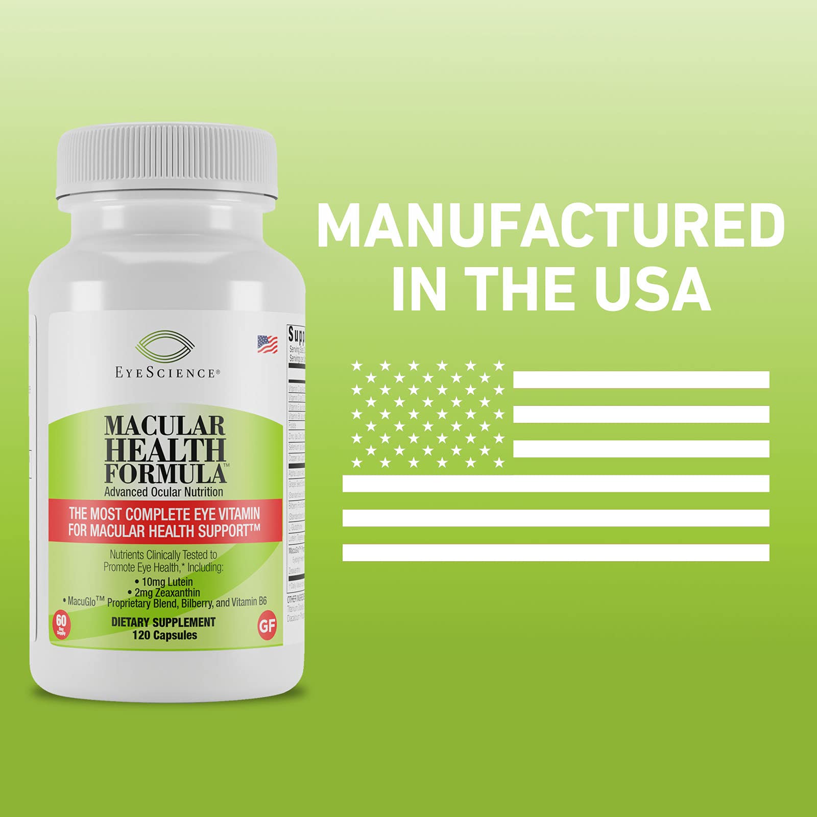 EyeScience Macular Health packaging details highlighting product information
