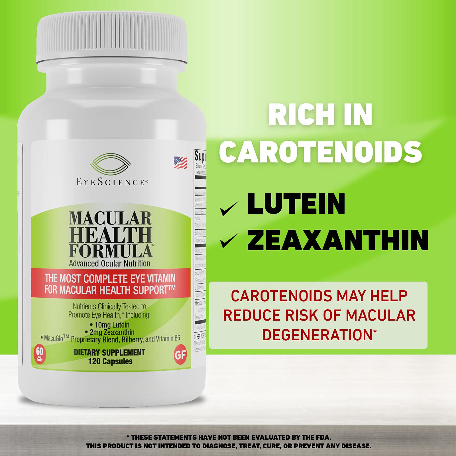 EyeScience Macular Health gluten-free formula with clean ingredients