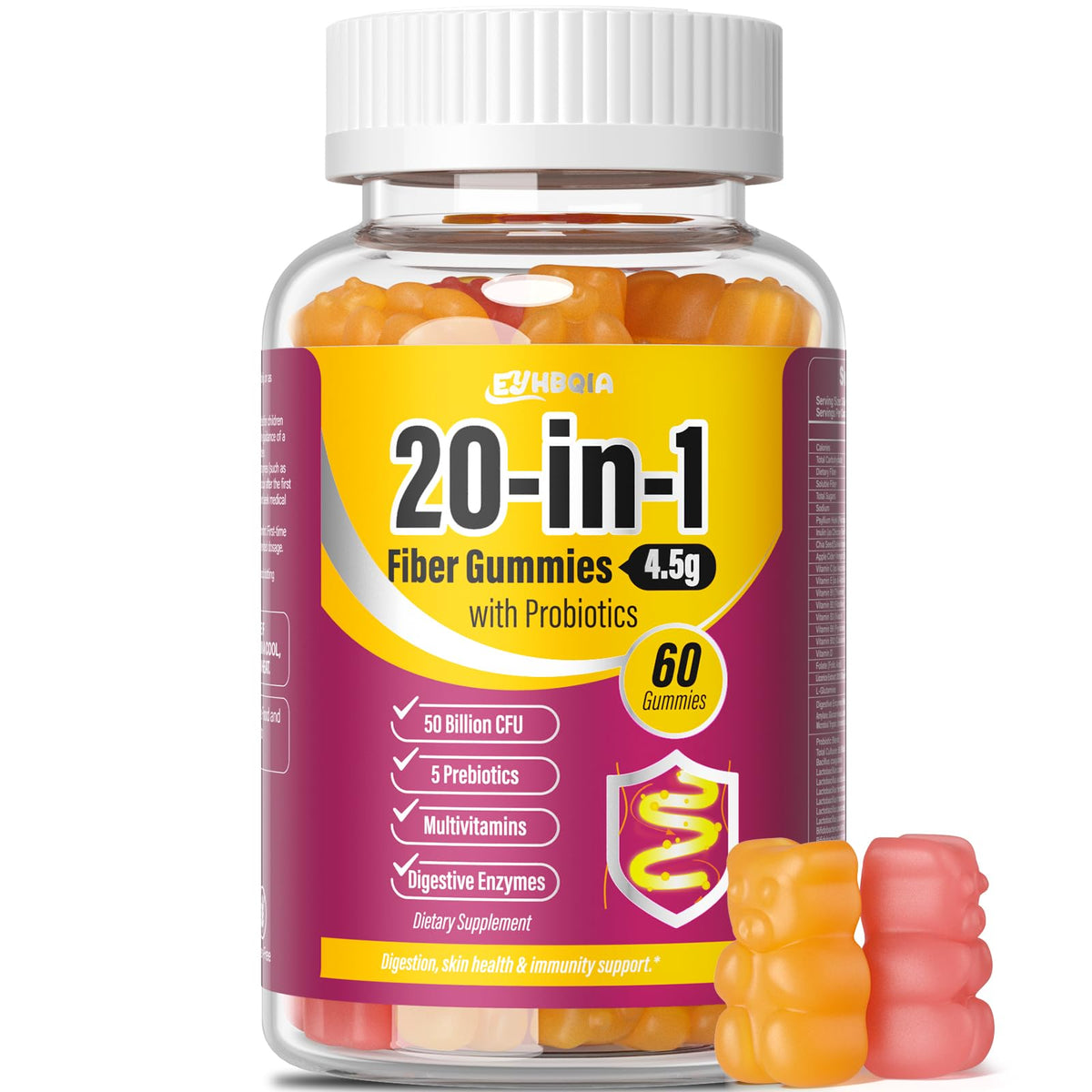EYHBQIA fiber gummies for women bottle promotes daily digestive balance.