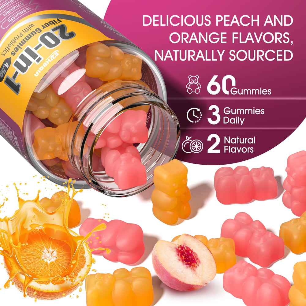 EYHBQIA fiber gummies close-up shows chewy texture for easy daily use.