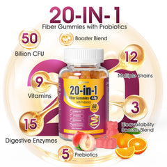 EYHBQIA label featuring 50B CFU probiotics and prebiotic fiber