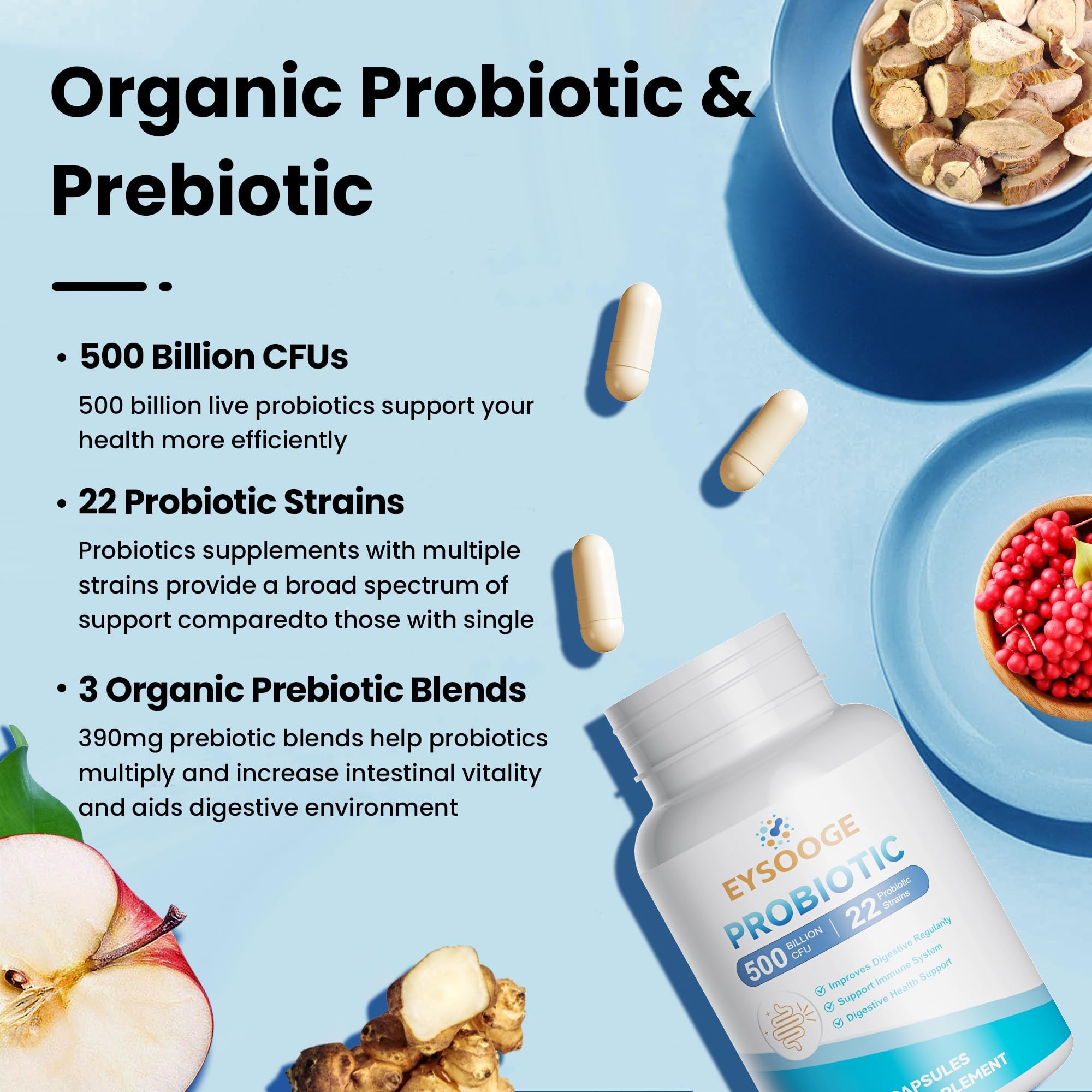 Organic prebiotics blend supports nutrient absorption and gut balance
