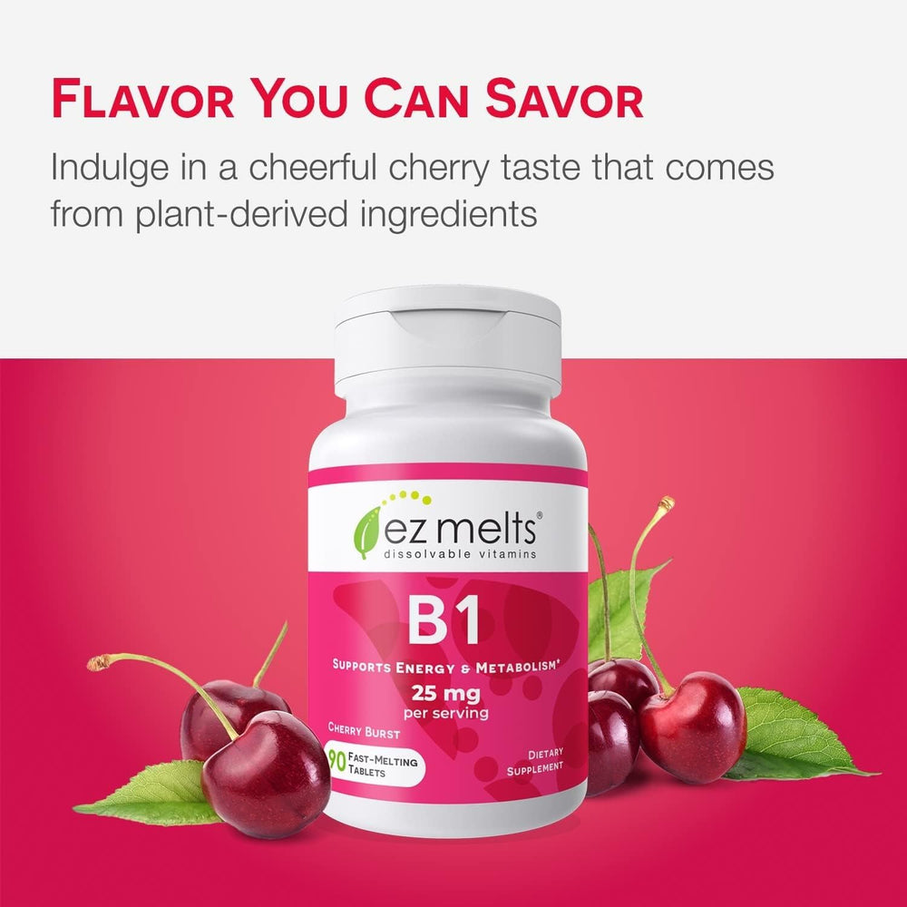 EZ Melts B1 supports nerve transmission as part of daily intake.