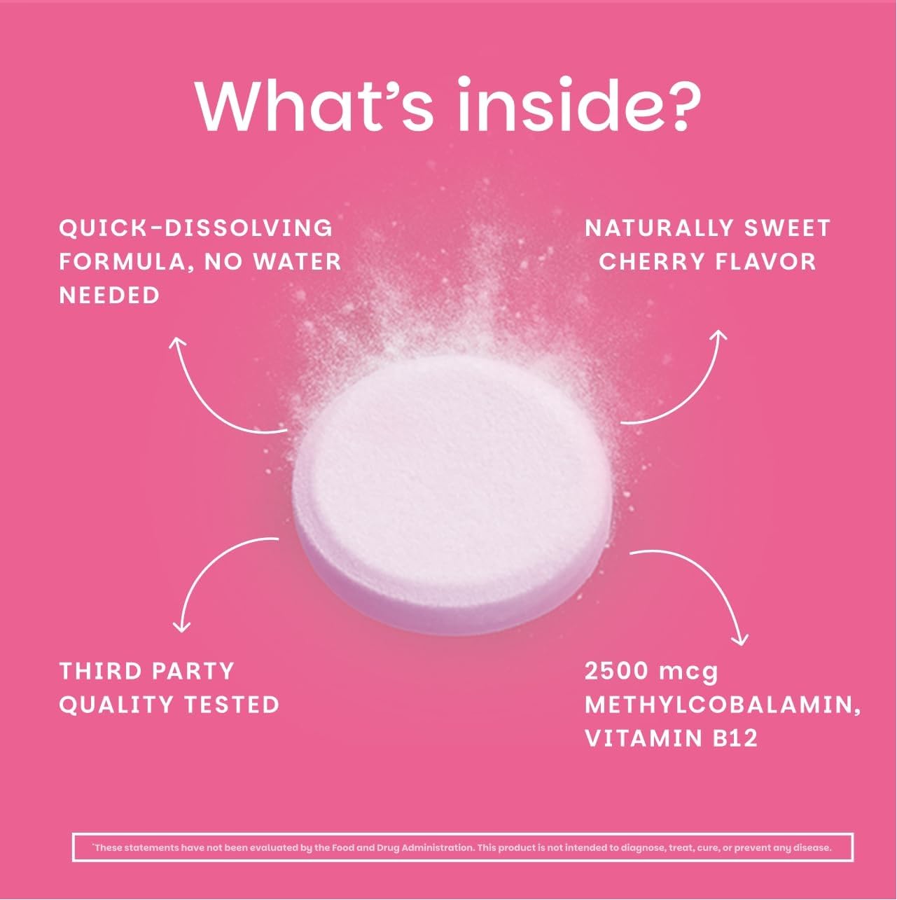 EZ Melts B12 label with vegan and gluten-free symbols for clean quality