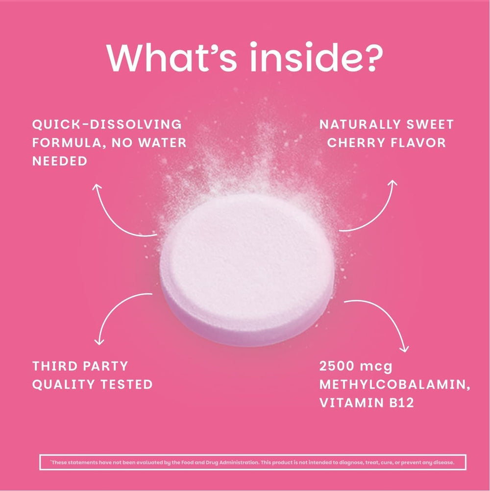 EZ Melts B12 label with vegan and gluten-free symbols for clean quality