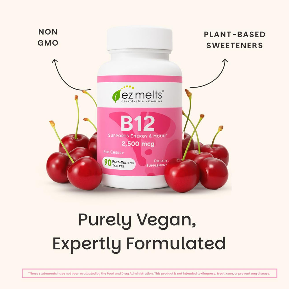 EZ Melts B12 methylcobalamin close-up highlights premium B12 form.