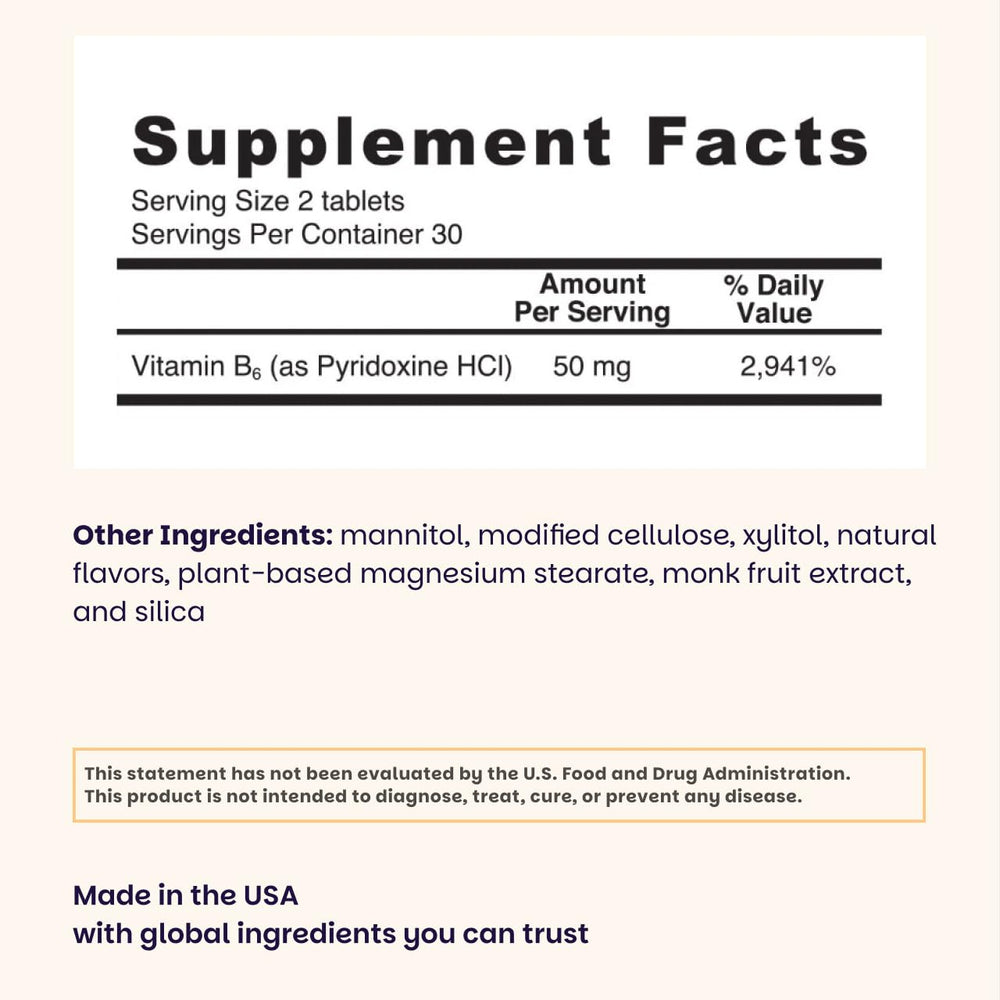EZ Melts Vitamin B6 bottle packaging ready for daily vegan, non-GMO supplementation.