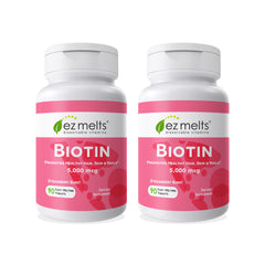 EZ Melts Biotin dissolving tablet with strawberry burst for easy daily use.