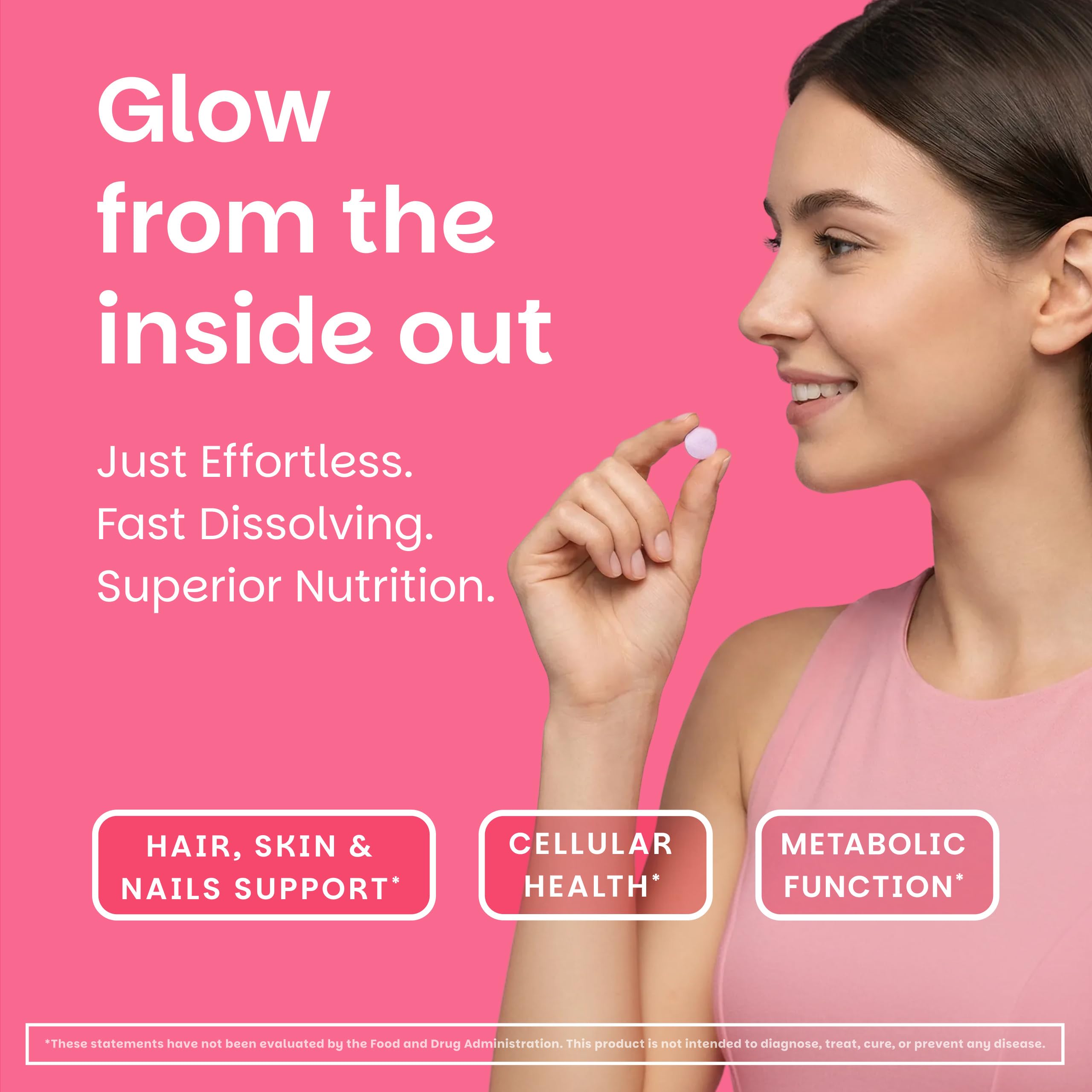 EZ Melts Biotina bote de 90 tabletas para cuidado diario del cabello