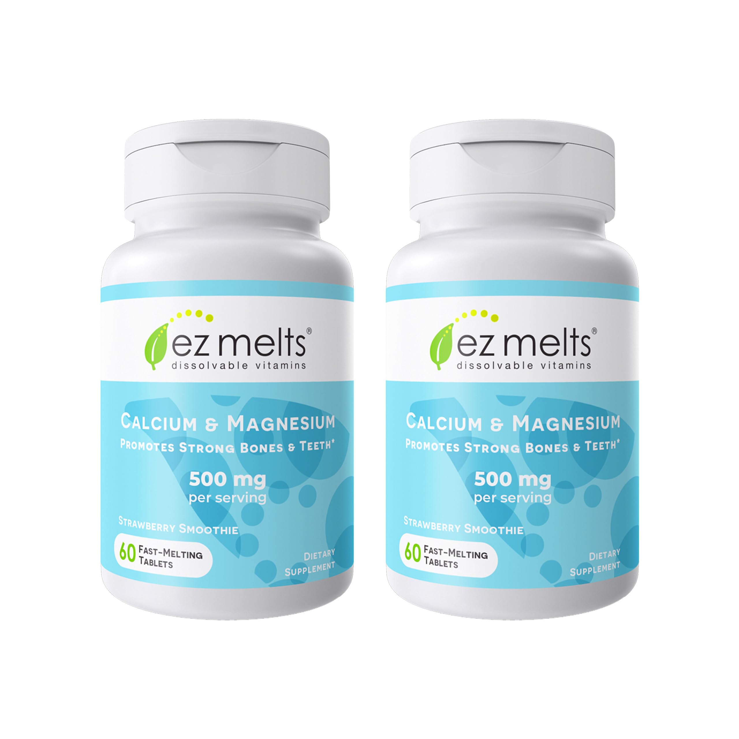 EZ Melts calcium and magnesium bottle front for easy daily use