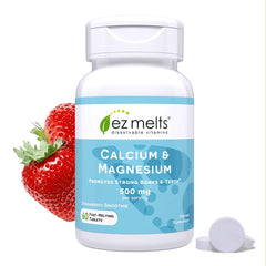 EZ Melts calcium-magnesium tablet dissolving quickly for easy daily use.