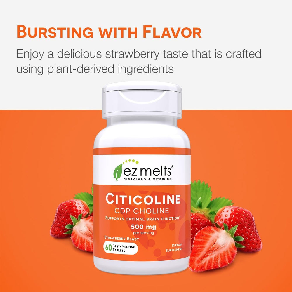 EZ Melts Citicoline in-mouth dissolving action close-up for quick daily support.