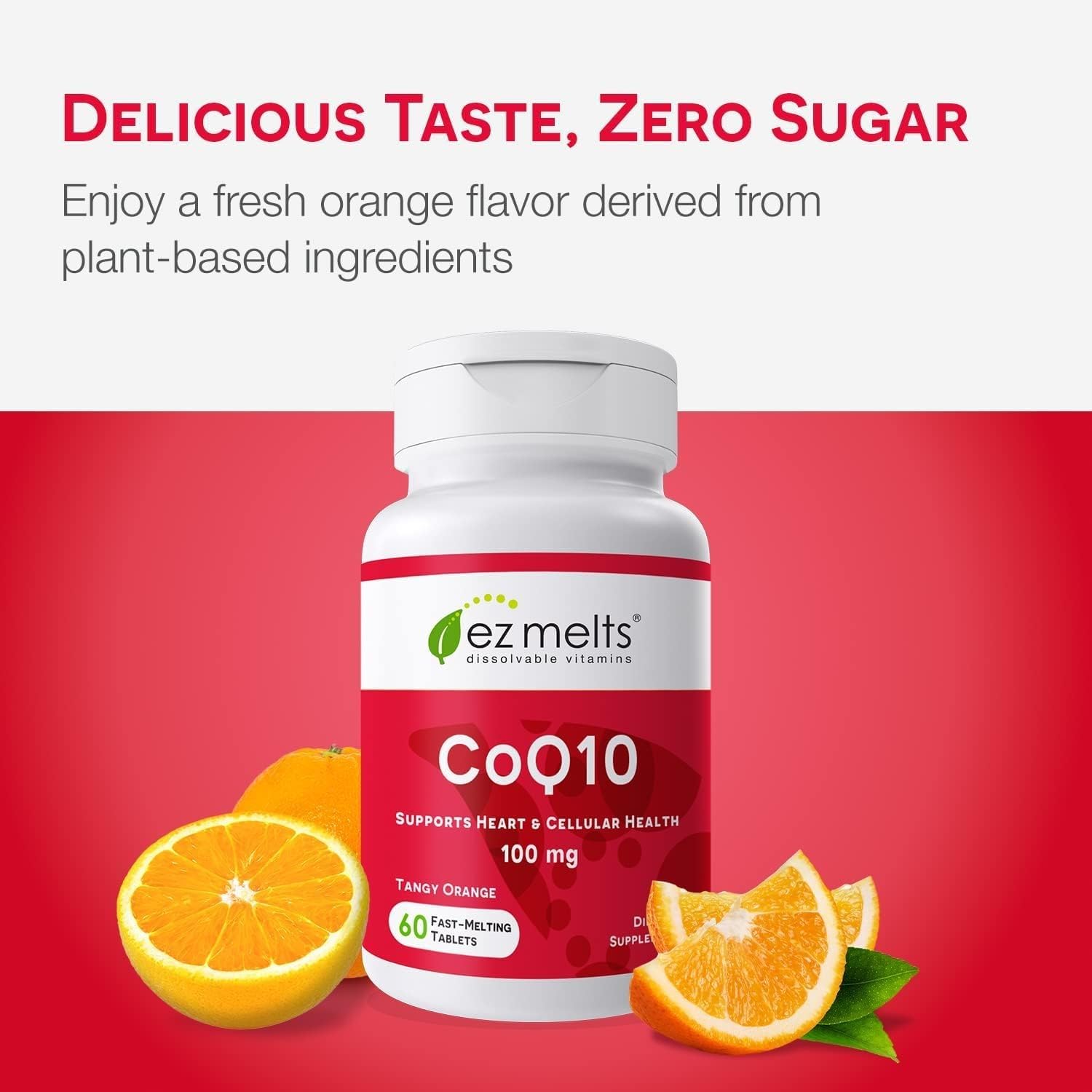 Bright orange theme suggests immune and energy support with EZ Melts CoQ10