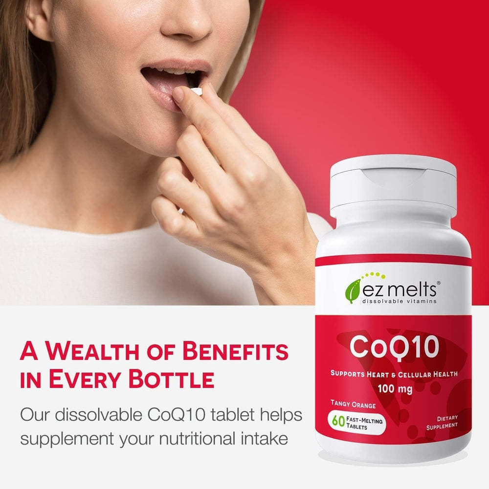 Dissolvable tablets shown in a quick routine with EZ Melts CoQ10