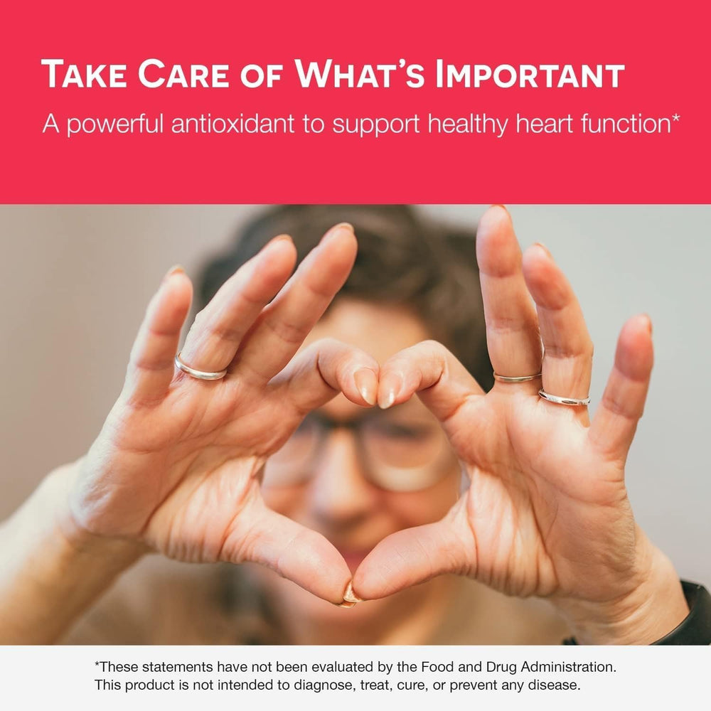 Heart health visual with EZ Melts CoQ10 capsule for daily support