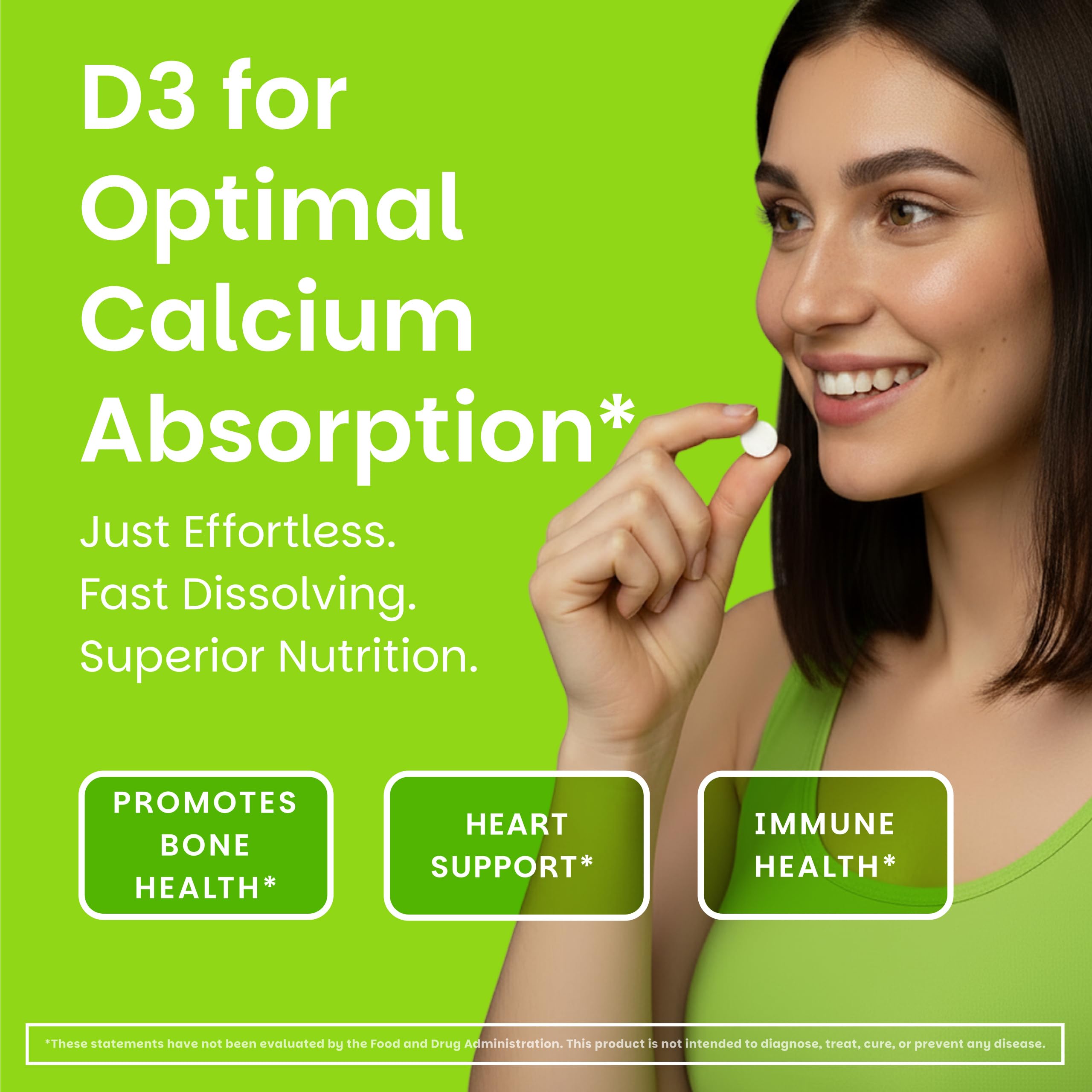 EZ Melts green apple flavor tablet for daily supplementation