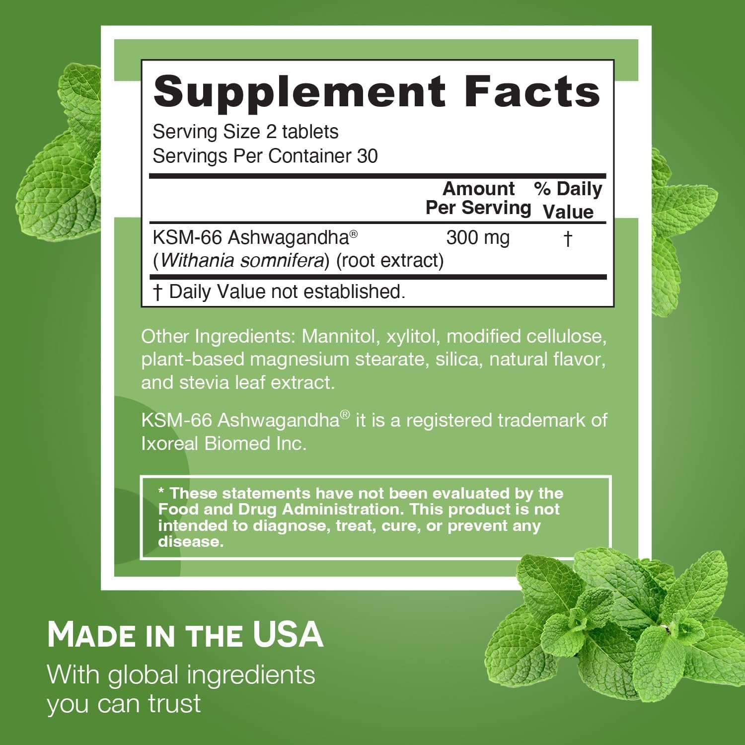 EZ Melts Ashwagandha tablet dissolves quickly with peppermint chill taste