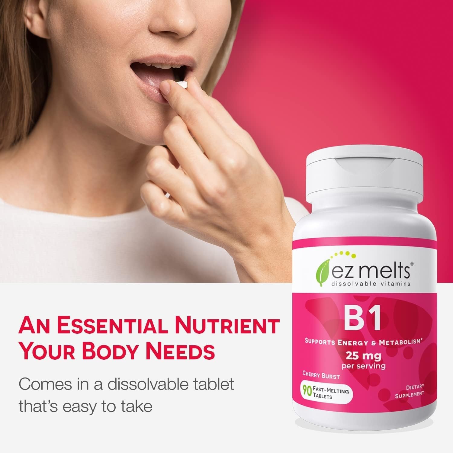 EZ Melts thiamin dissolving quickly in the mouth for easy daily use.