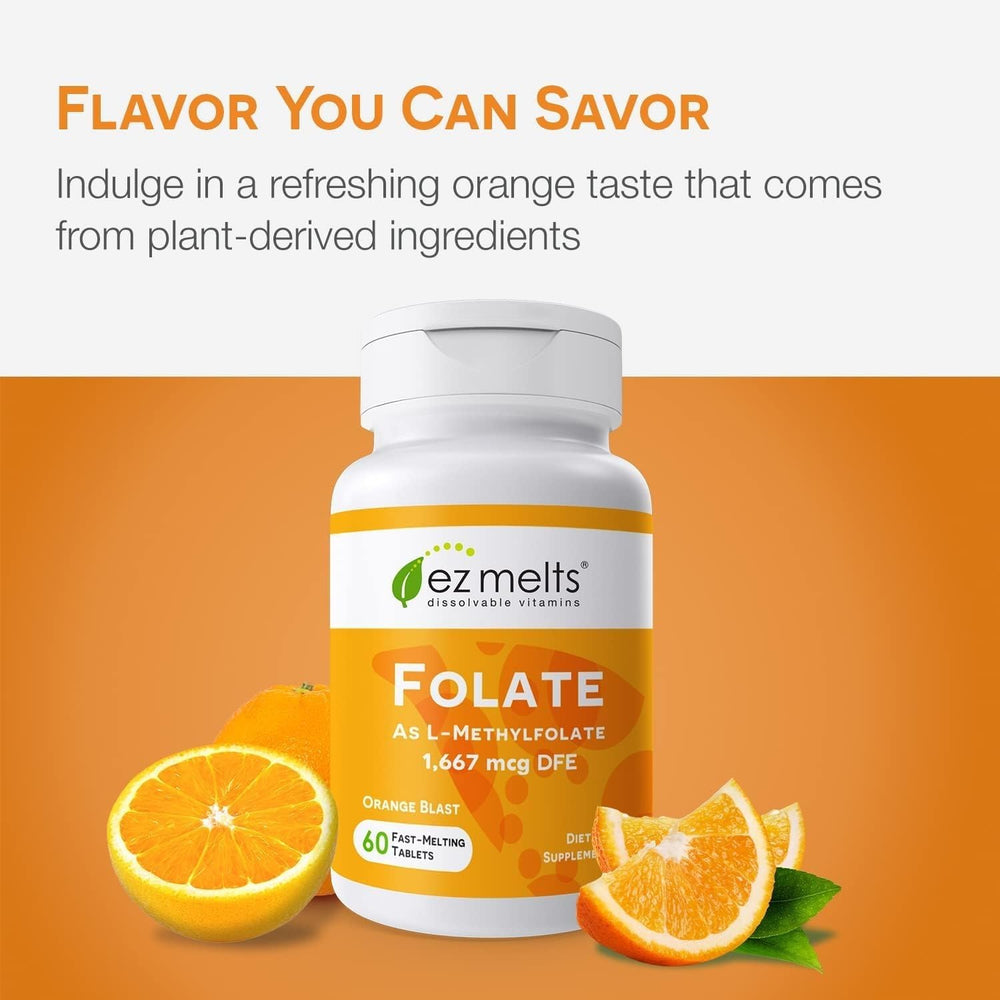 EZ Melts Folate 120-dose bottle for a daily folate routine