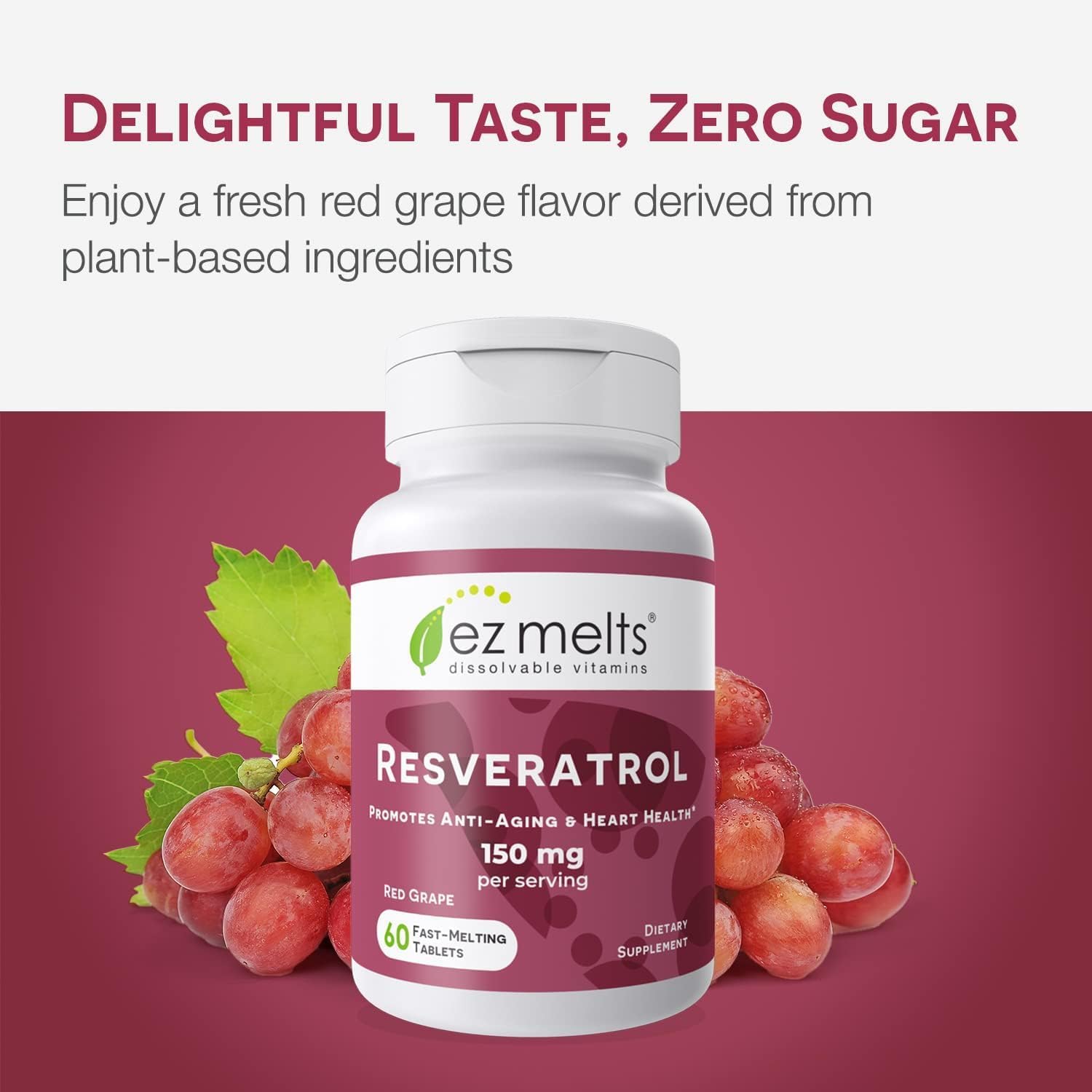 EZ Melts gluten-free dairy-free soy-free resveratrol for allergen-friendly supplementation.