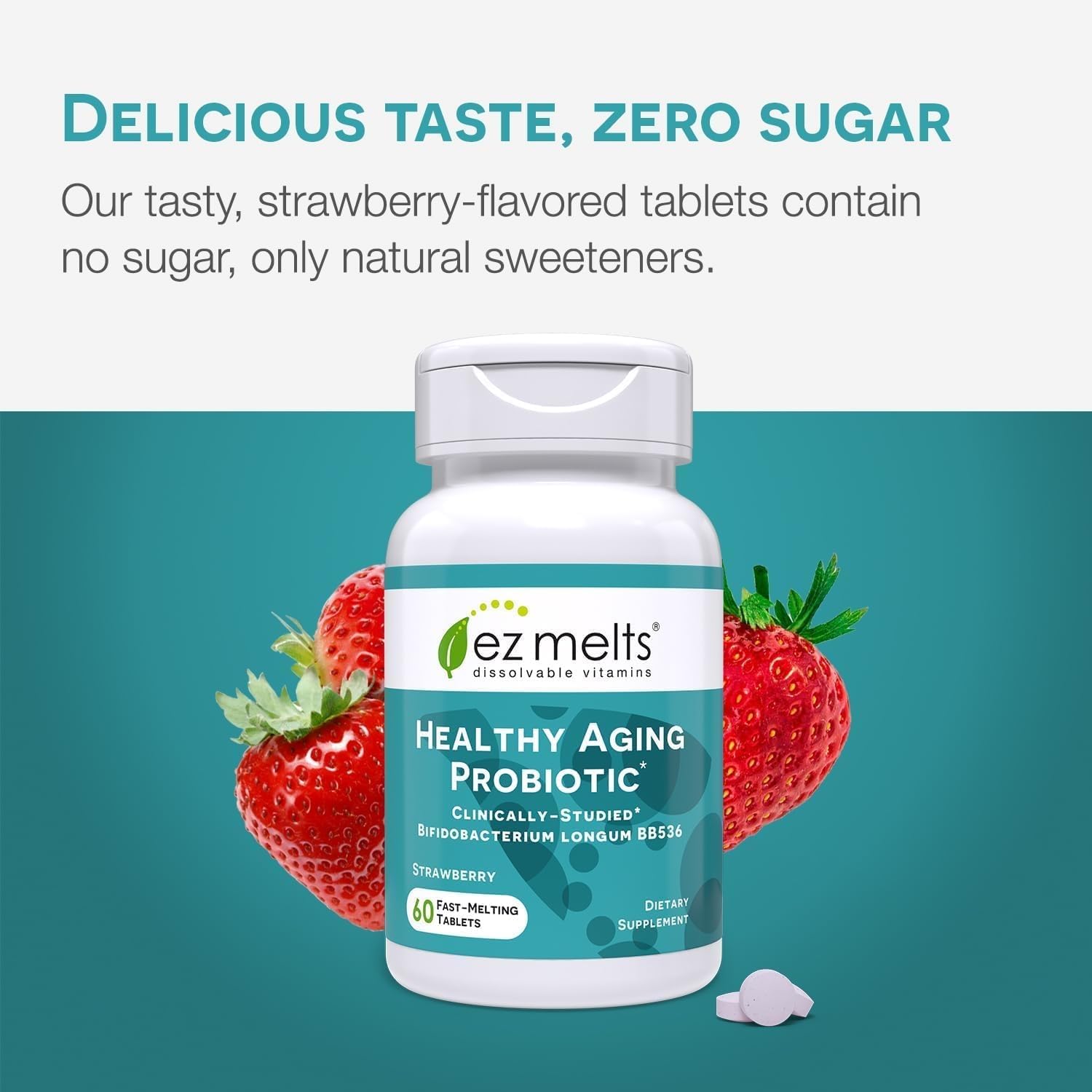 EZ Melts non-GMO probiotic with a clean label for everyday use.