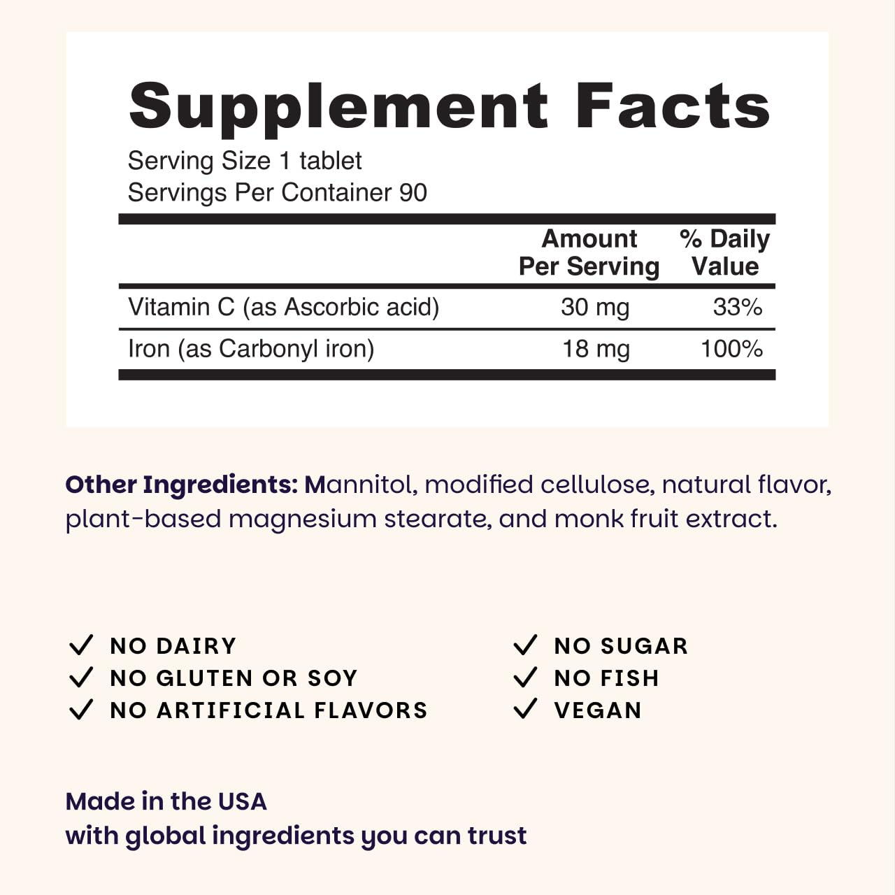 EZ Melts Iron bottle with 90 tablets for easy daily iron management.