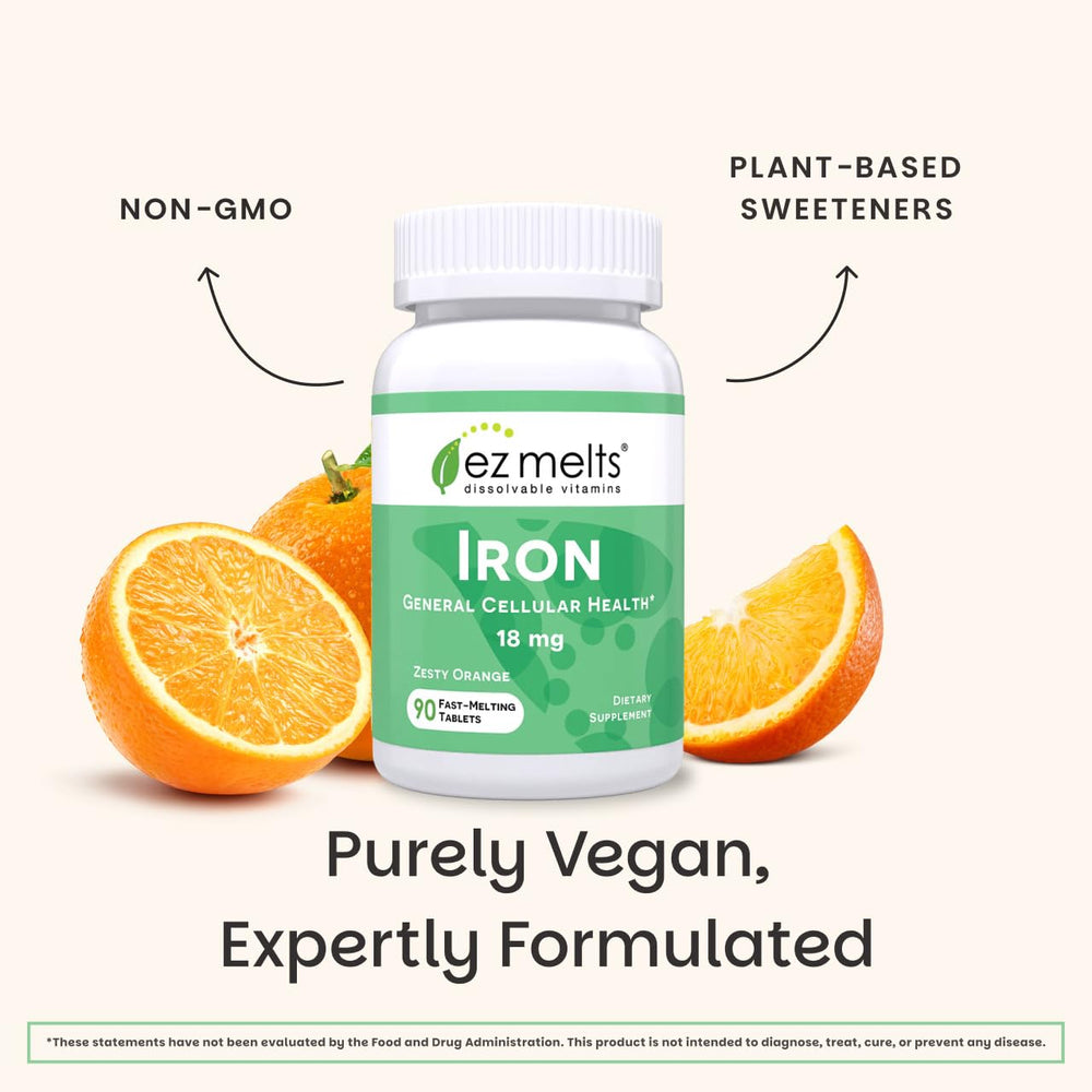 EZ Melts Iron vitamin C enhances absorption for better iron uptake.