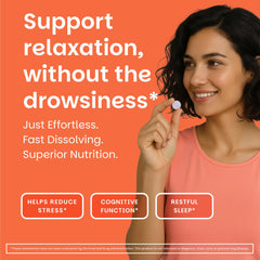 EZ Melts L-Theanine bottle front showing cherry flavor and daily calm support
