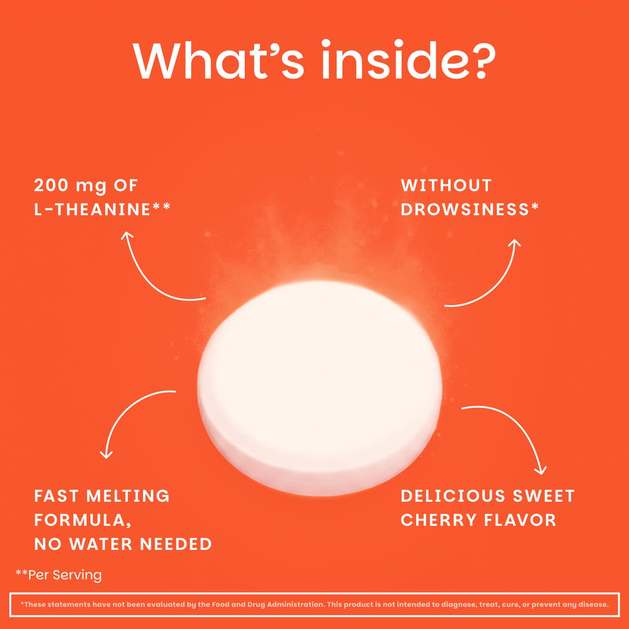 EZ Melts L-Theanine tablets close-up highlighting smooth texture for quick dissolving