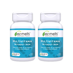 EZ Melts multivitamin without iron apple-tablet dissolves quickly for on the go daily support.