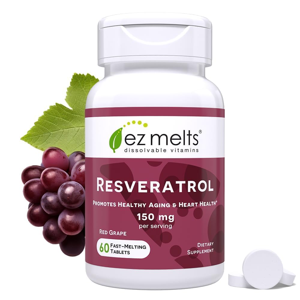 EZ Melts resveratrol dissolvable tablet pack for convenient daily use.