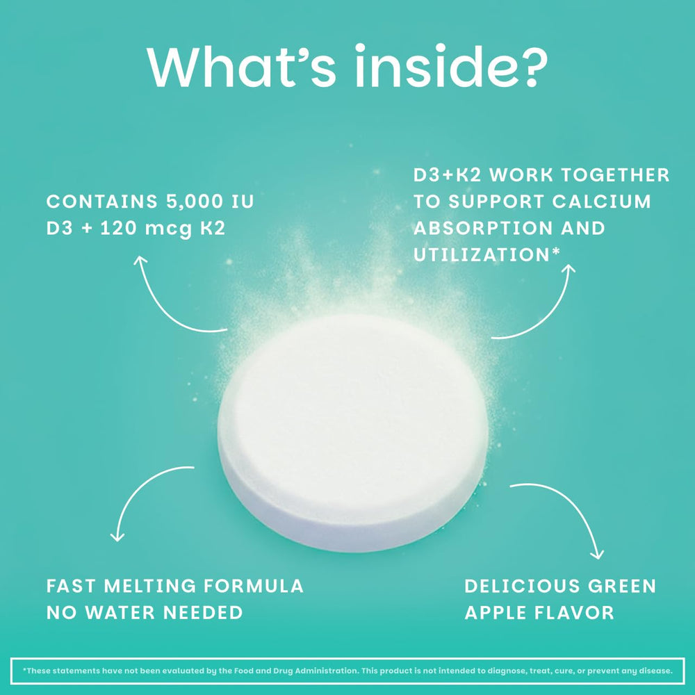 EZ Melts tablets melt on the tongue for quick, portable daily intake.