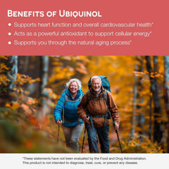 EZ Melts Ubiquinol apple-flavor tablets beside packaging suggest convenient daily vitality.