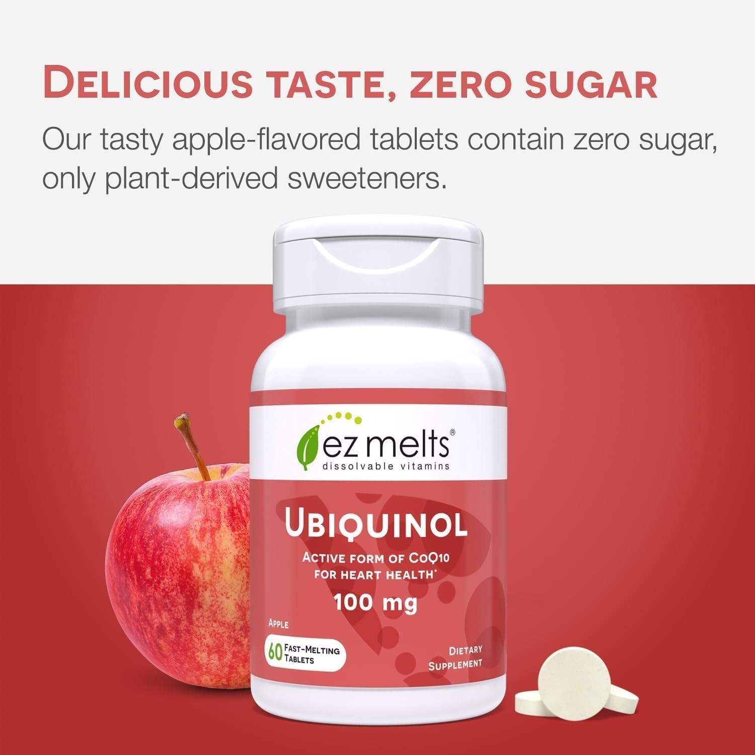 EZ Melts Ubiquinol on-the-go usage scene conveys portability and easy routine.