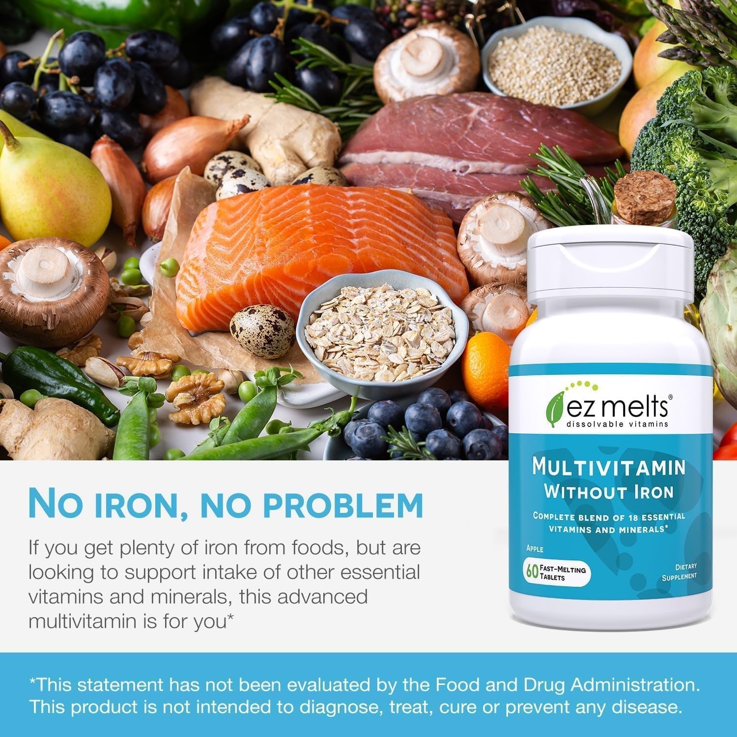 EZ Melts vegan non-GMO vitamin label signals clean ethical nutrition.