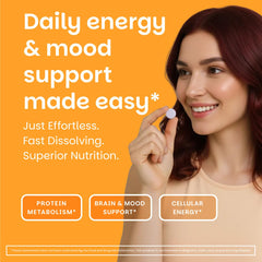 EZ Melts Vitamin B6 Orange Blast tablets close-up highlighting fast-dissolve form