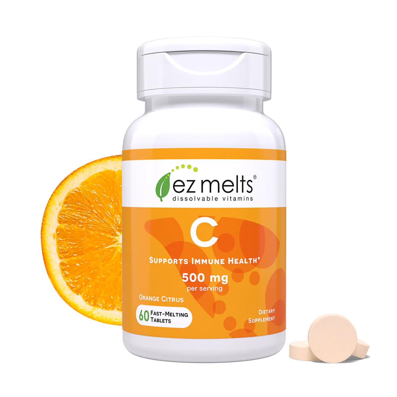 EZ Melts Vitamin C packaging highlights orange citrus flavor for daily use.